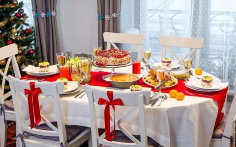 Neujahrstisch in roten Farben für 2020