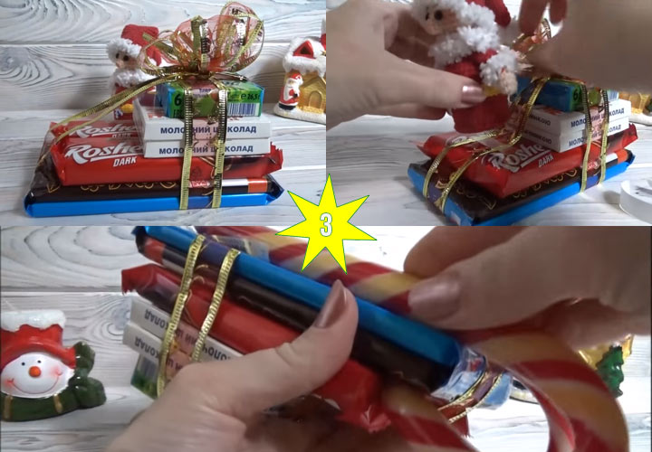 Do-it-yourself-Weihnachtsschlitten aus Süßigkeiten Stufe 3
