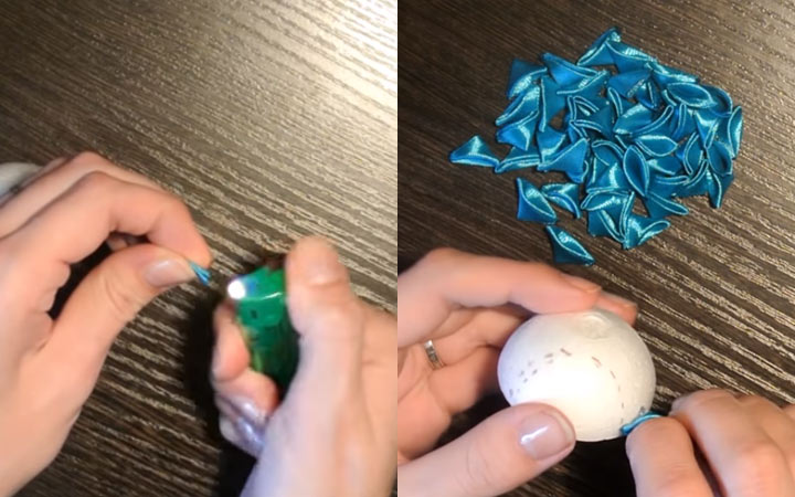 Kanzashi Ratte für 2020 Schritt für Schritt Anleitung Foto und Beschreibung Schritt 2