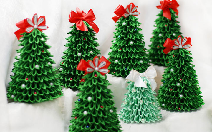 Kanzashi Weihnachtsbaum für das neue Jahr 2020