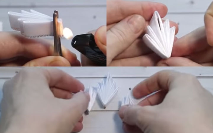 Kanzashi Schneeflocke Schritt für Schritt Anleitung 4