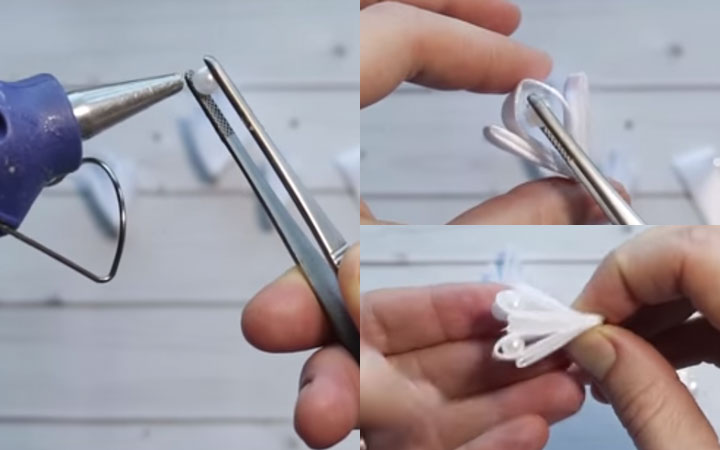 Kanzashi Schneeflocke Schritt für Schritt Anleitung 5