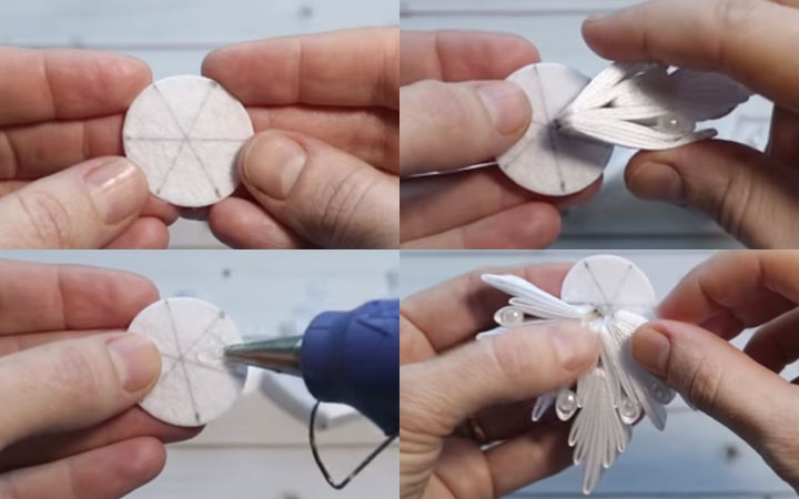 Kanzashi Schneeflocke Schritt für Schritt Schritt 6