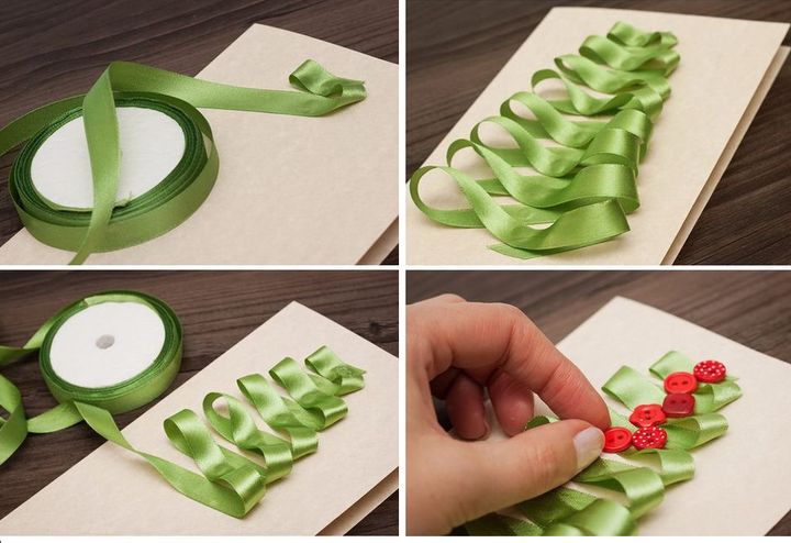 Neujahrskarten aus Satinbändern