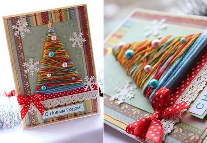 Neujahrskarten aus Satinbändern