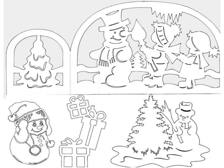 Neujahrsausschnitte an den Fenstern