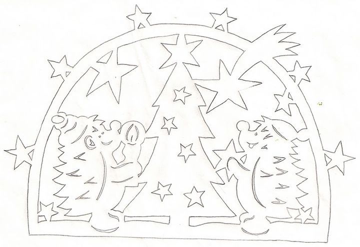 Neujahrsausschnitte an den Fenstern