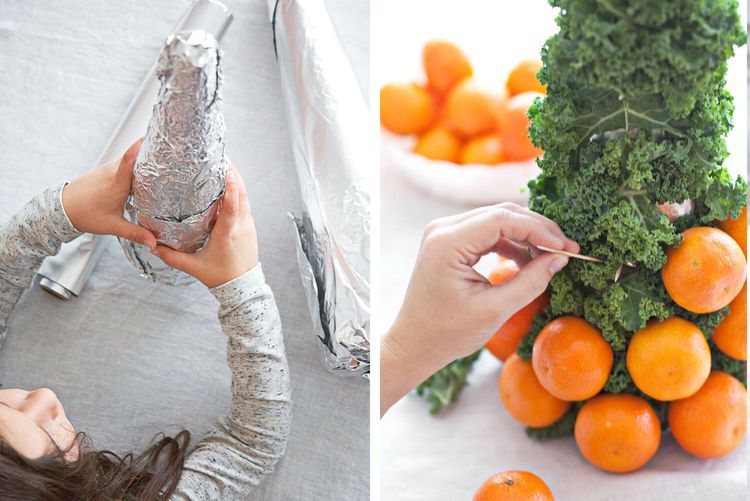 Einen Weihnachtsbaum mit Orangen verzieren