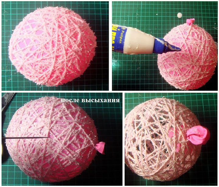 Machen Sie eine Kugel aus Faden Schritt für Schritt Anweisungen auf dem Foto