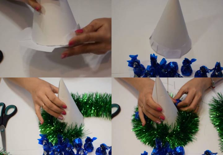 Schritt für Schritt Anleitung zum Weihnachtsbaum aus Süßigkeiten für das neue Jahr 2020 2