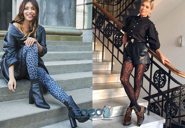 2020 Modestrumpfhose mit Animal-Print