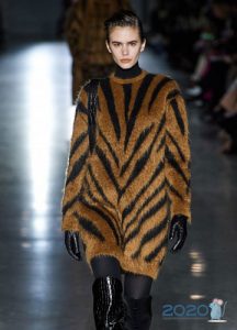 2020 Animal Print Sweater Kleid
