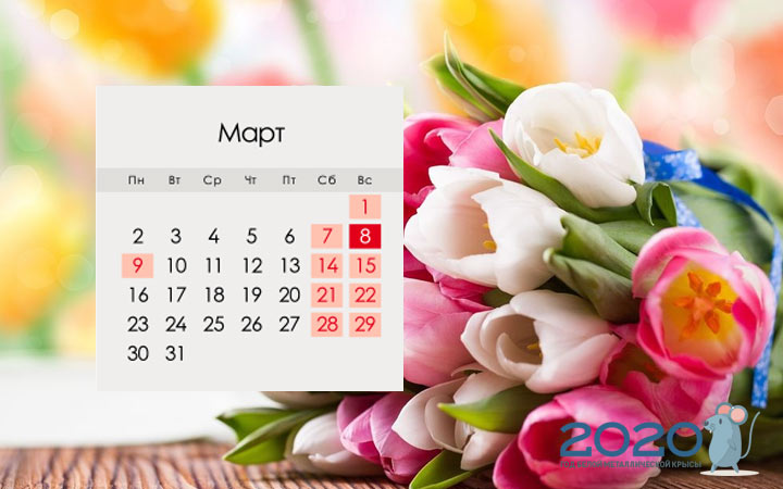 Feiertage und Wochenenden für Russland im März 2020