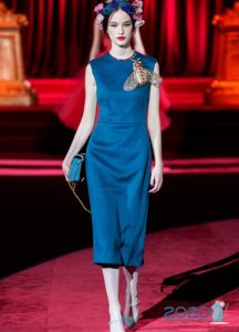 Elegantes blaues Kleid Herbst-Winter 2019-2020