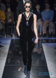 Overall schwarzer Samt Herbst-Winter 2019-2020