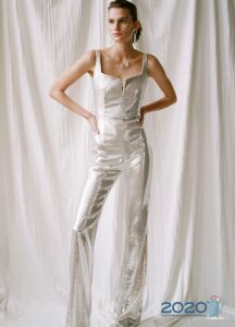 Weißer glänzender Overall Herbst-Winter 2019-2020