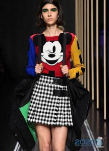 Schwarz-weißer karierter Rock Herbst-Winter 2019-2020