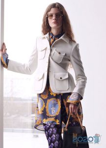 Weiße Jacke mit aufgesetzten Taschen Winter 2019-2020