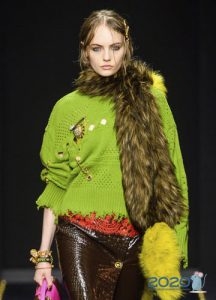 Grüne Strickjacke Herbst-Winter 2019-2020