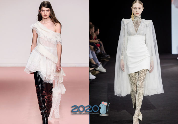 Modisches weißes Kleid Herbst-Winter 2019-2020