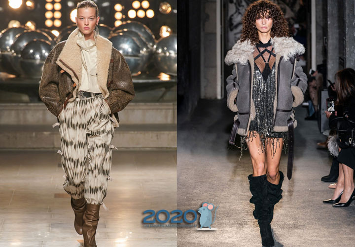 Schaffellmantel im Stil einer Pilotenjacke Wintermode 2019-2020
