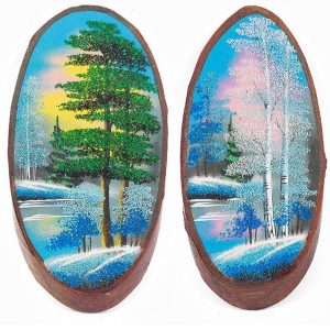 Ölzeichnungen auf Holz