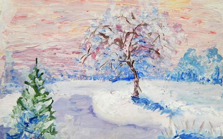 Aquarellzeichnung für das neue Jahr 2020