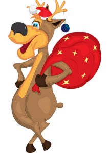 Hirsch mit Geschenken für das neue Jahr 2020