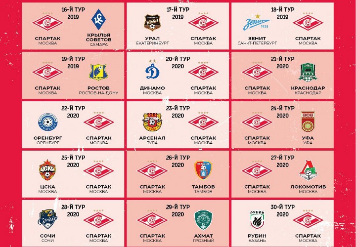 Spartak Spielplan für 2019/2020