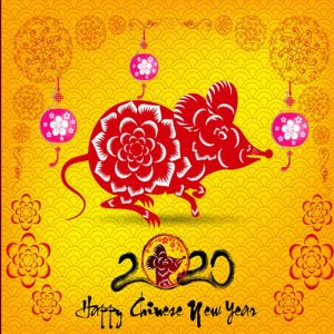 schöne Minirattenpostkarte für das neue Jahr 2020