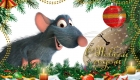 Postkarte mit Ratte Ratatouille guten Rutsch ins Neue Jahr 2020
