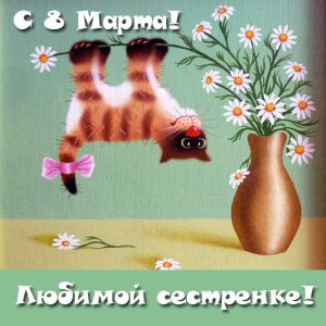 Lustige Karte am 8. März für Schwester