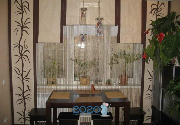 Japanischer Vorhang - Küchenfensterdekor