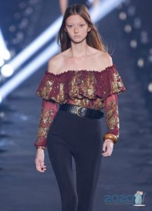 Modische Farbbluse mit Rüschen Frühling-Sommer 2020