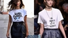 Trendy T-Shirts mit der Aufschrift.
