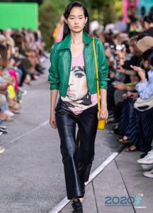 Hellgrüne Jacke Frühling-Sommer 2020 aus echtem Leder